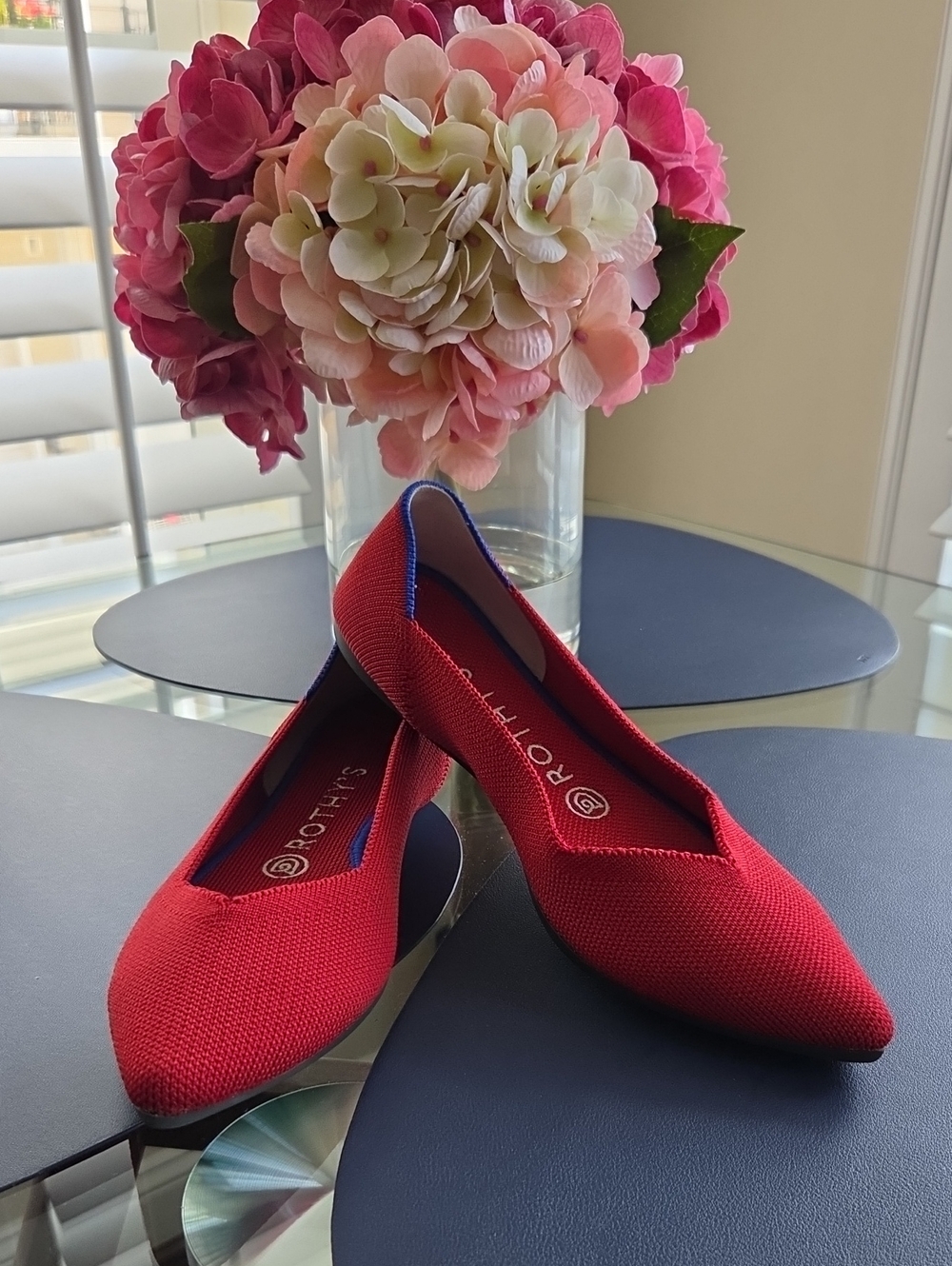 Rothy's The Point Red Knit Flats